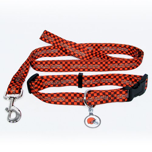 Cleveland Browns Pet Dog Leash Set Collar ID Tag Medium