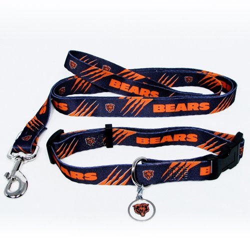 Chicago Bears Pet Dog Leash Set Collar ID Tag Small