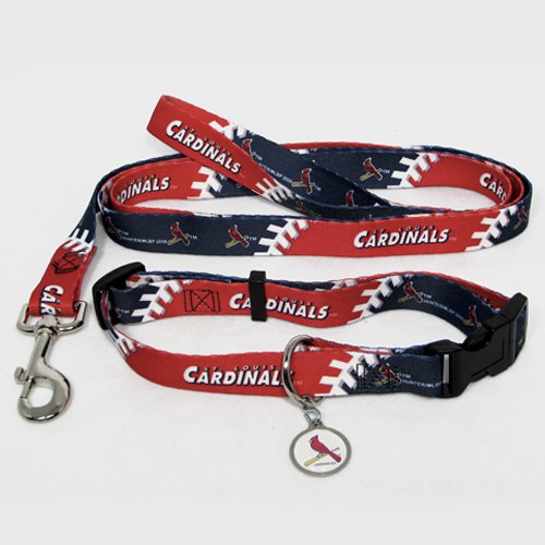 St. Louis Cardinals Pet Dog Leash Set Collar ID Tag Small