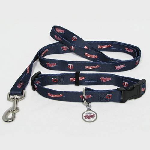 Minnesota Twins Pet Dog Leash Set Collar ID Tag Gift Size Large