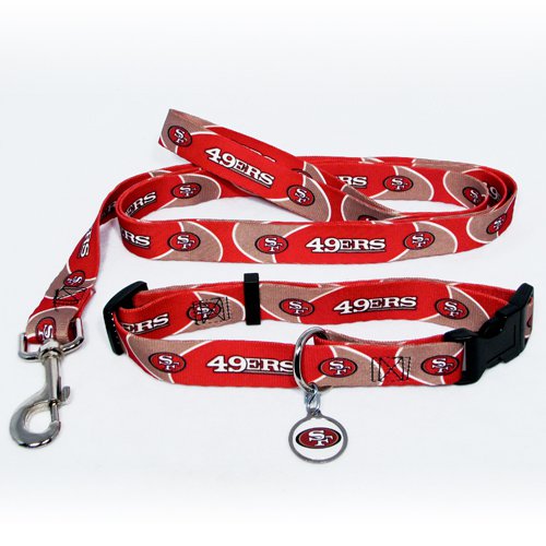 San Francisco 49ers Pet Dog Leash Set Collar ID Tag Small