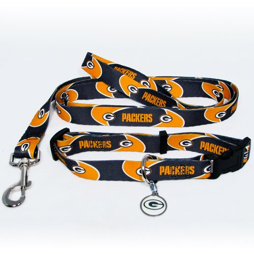 Green Bay Packers Pet Dog Leash Set Collar ID Tag Medium