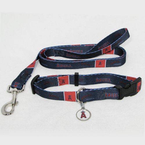 Los Angeles Angels Pet Dog Leash Set Collar ID Tag Large