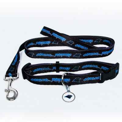 Carolina Panthers Pet Dog Leash Set Collar ID Tag Gift Size Medium