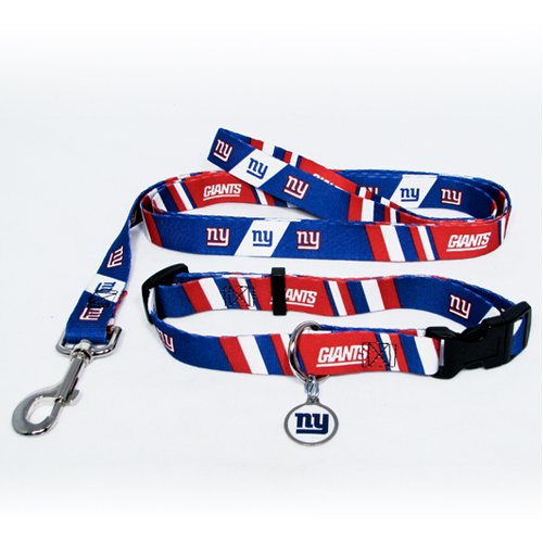 New York Giants Pet Dog Leash Set Collar ID Tag Large