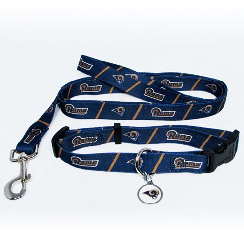 St. Louis Rams Pet Dog Leash Set Collar ID Tag Medium