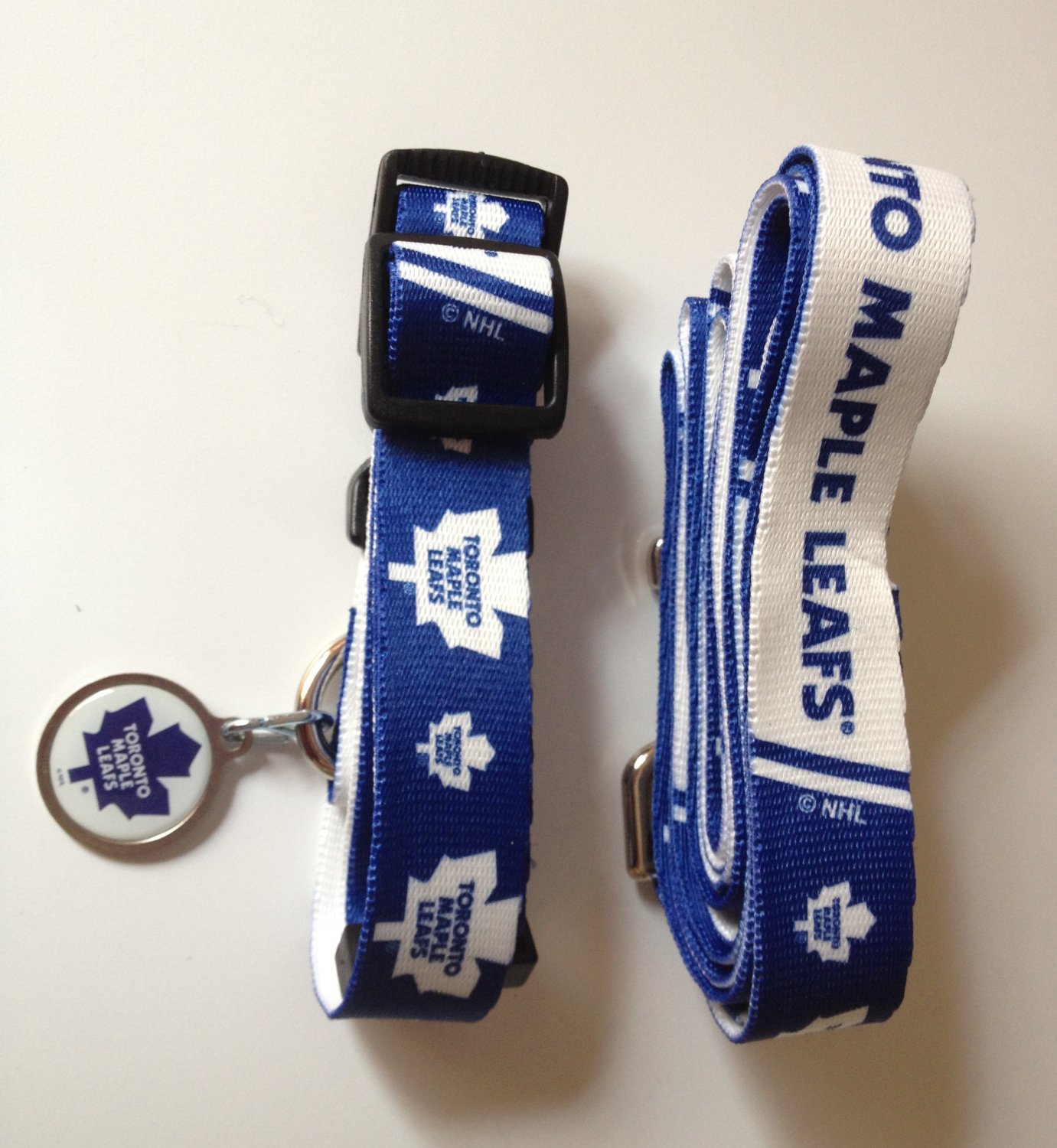 Toronto Maple Leafs Pet Dog Leash Set Collar ID Tag Large