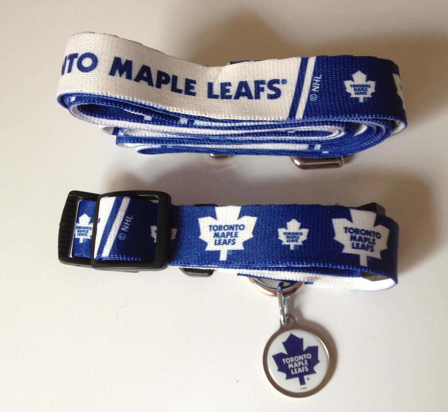 Toronto Maple Leafs Pet Dog Leash Set Collar ID Tag Small