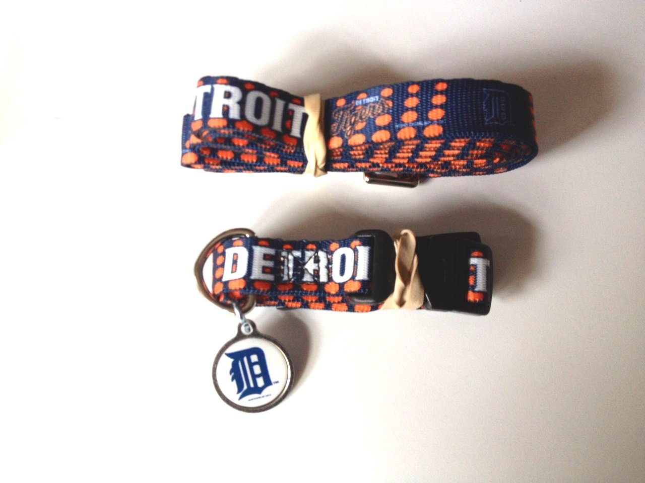 Detroit Tigers Pet Dog Leash Set Collar ID Tag Small