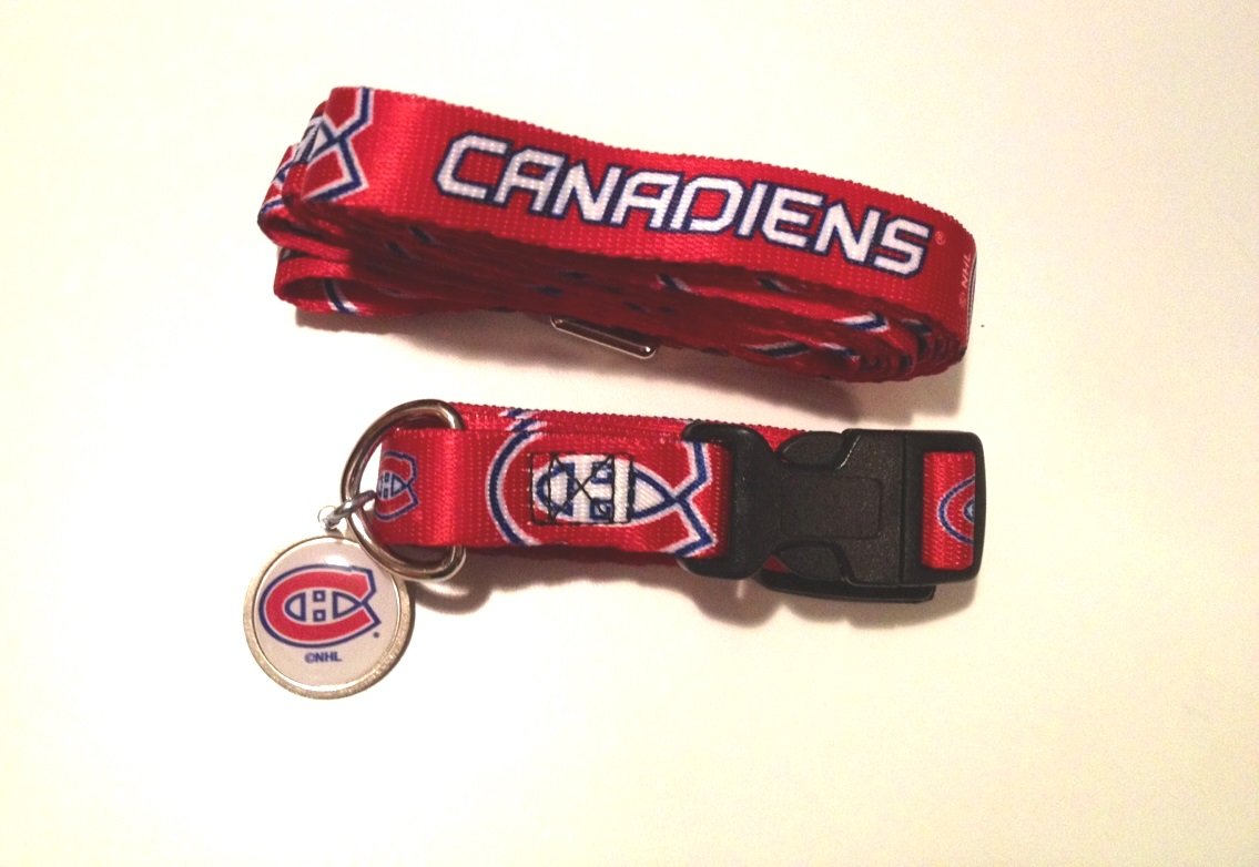 Montreal Canadiens Pet Dog Leash Set Collar ID Tag Medium