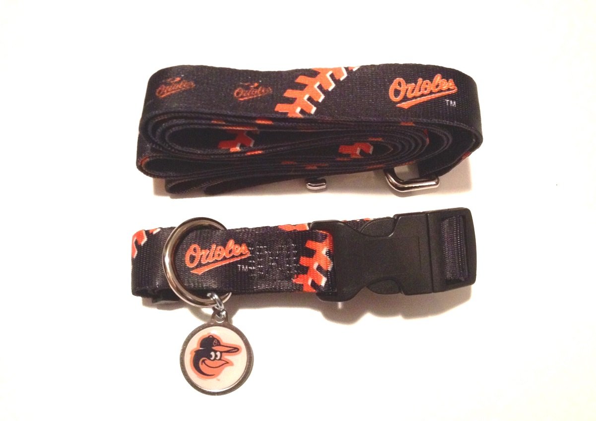 Baltimore Orioles Pet Dog Leash Set Collar ID Tag Medium