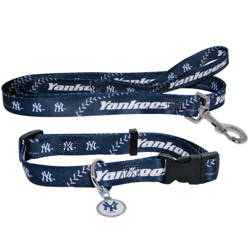 New York Yankees Pet Dog Leash Set Collar ID Tag Small
