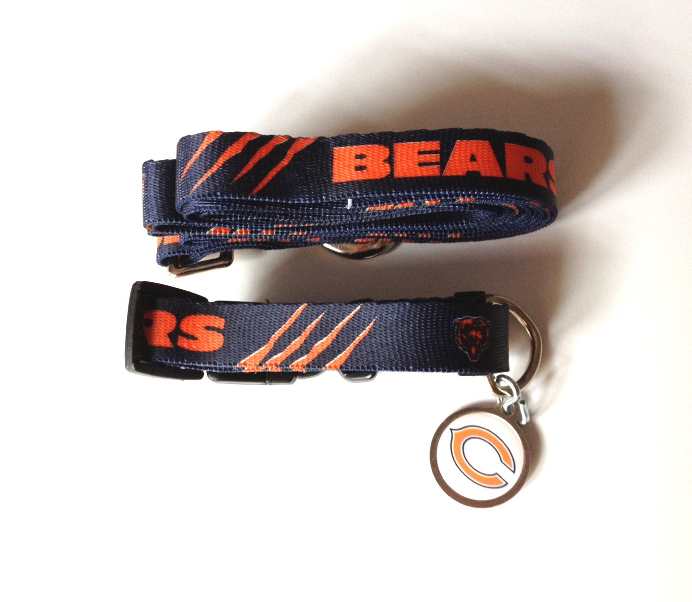 Chicago Bears Pet Dog Leash Set Collar ID Tag Medium