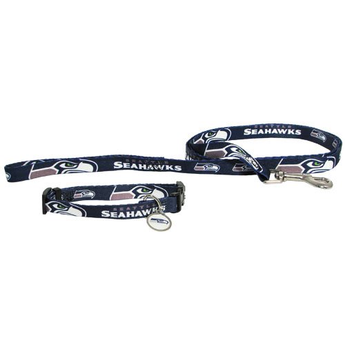 Seattle Seahawks Pet Dog Leash Set Collar ID Tag Large