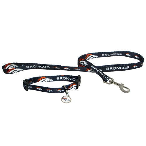 Denver Broncos Pet Dog Leash Set Collar ID Tag Large