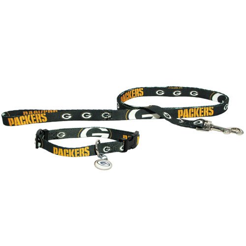 Green Bay Packers Pet Dog Leash Set Collar ID Tag Small