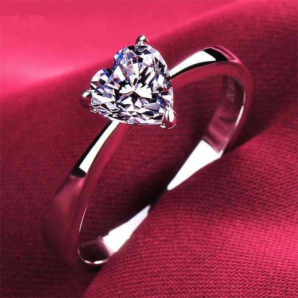 Size #5 Lovely 1 Ct Heart Shape Man Made Diamond Ring Engagement Ring