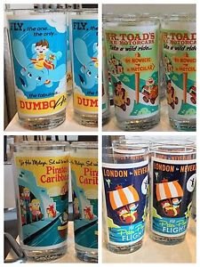 DISNEY WONDERGROUND DUMBO MR TOAD PETER PAN AND PIRATES GLASS CUP SET PERILLO