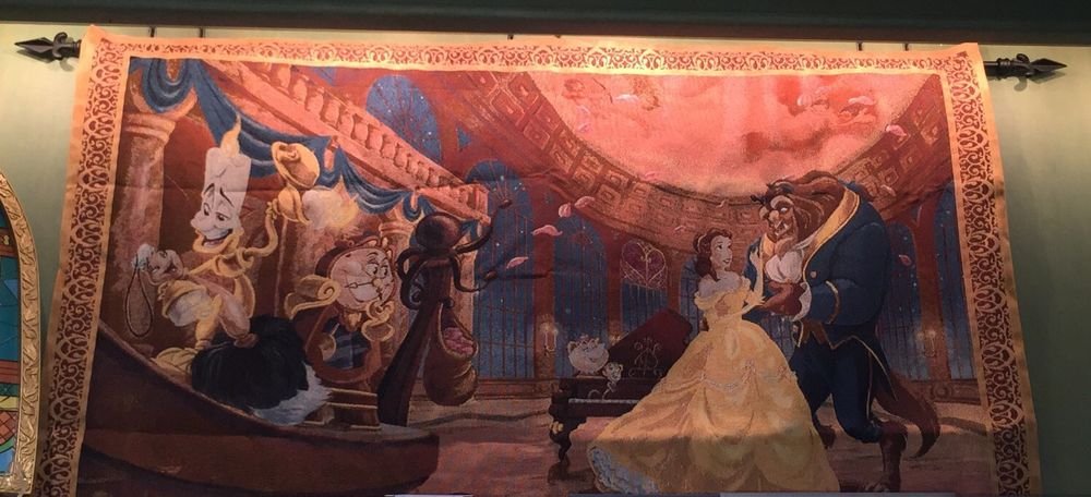 Disney Parks Beauty & The Beast Tapestry Belle Lumier Cogsworth Clock NEW