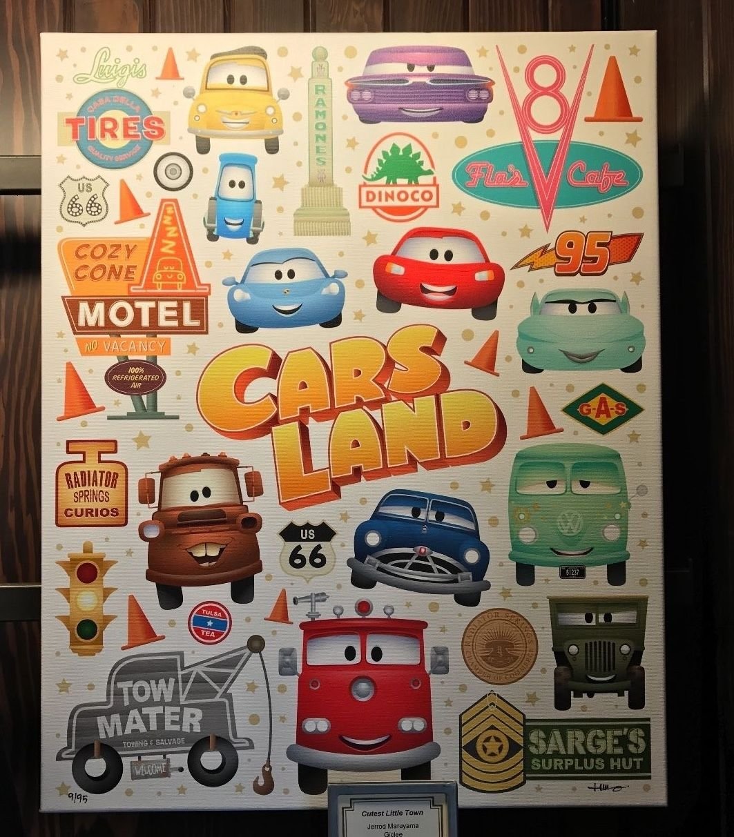 Disney WonderGround "Cars" LE Giclee Cutest Little Town by Jerrod Maruyama New