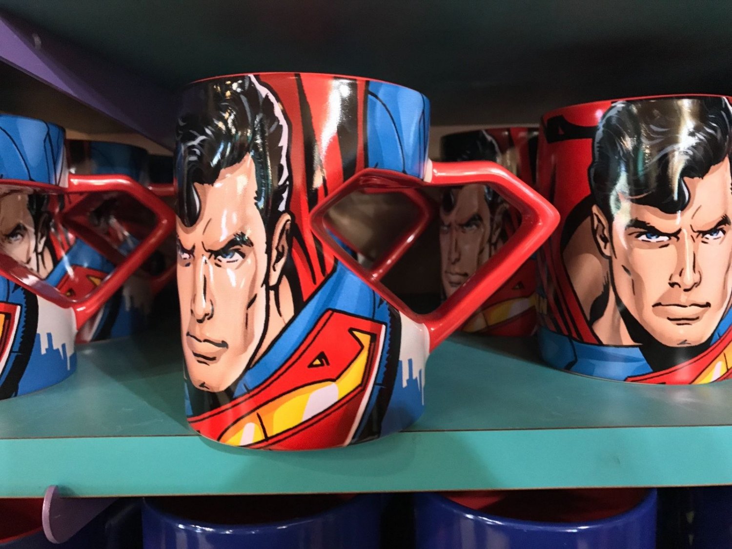 Six Flags Magic Mountain Dc Comics Superman Shield Handle Mug New