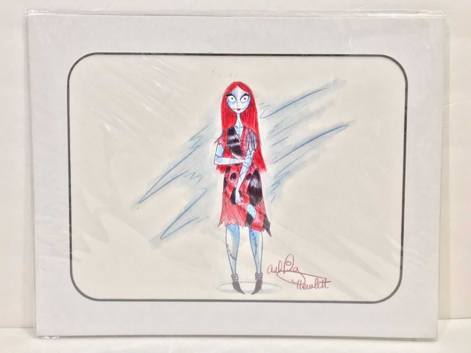 Disney Parks Nightmare Before Christmas Sally Artist Signed Sketch Matted Art