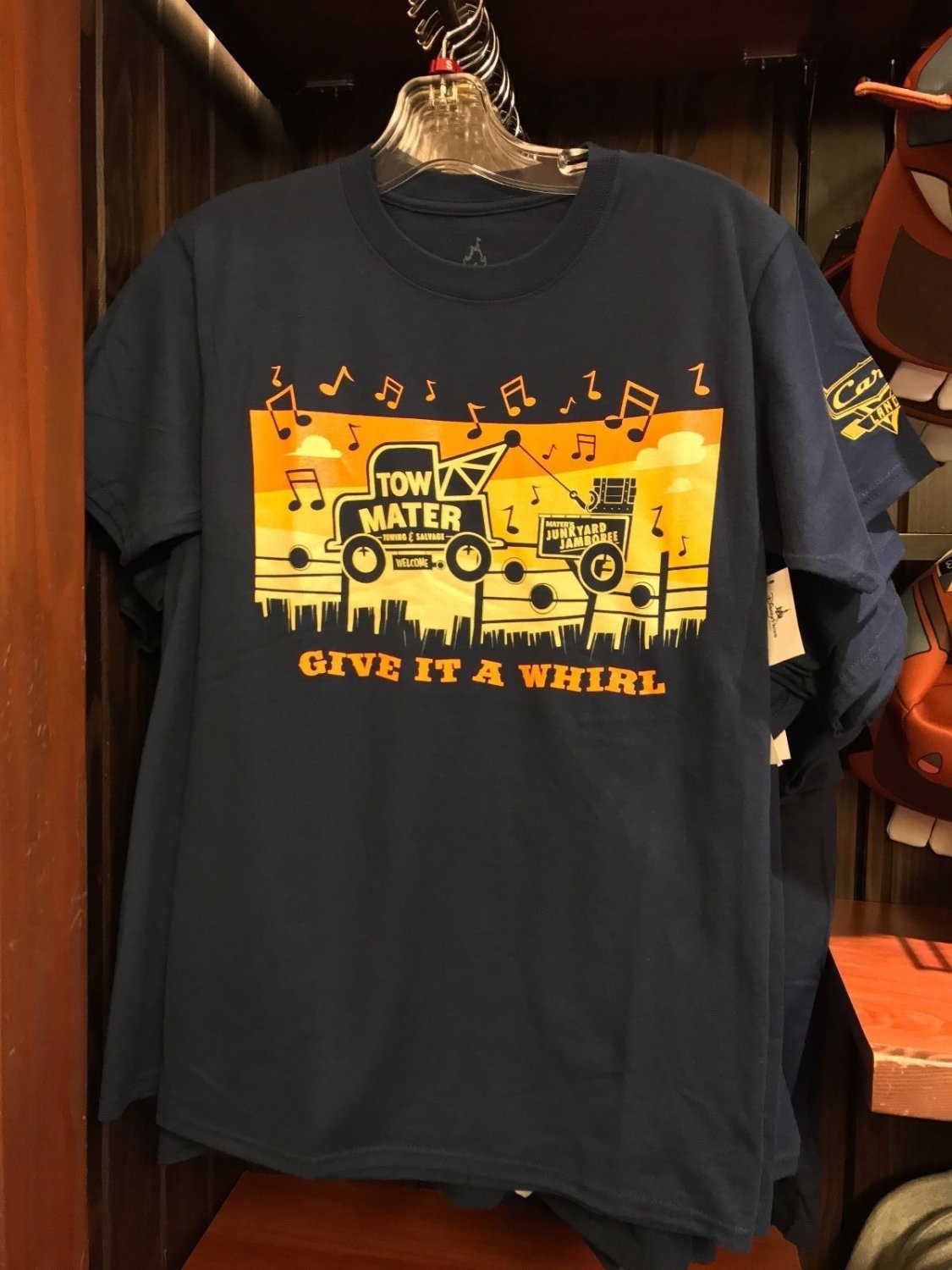 DISNEY PARKS DCA CARS LAND TOW MATERS GIVE IT A WHIRL RADIATOR SPRINGS SHIRT NEW