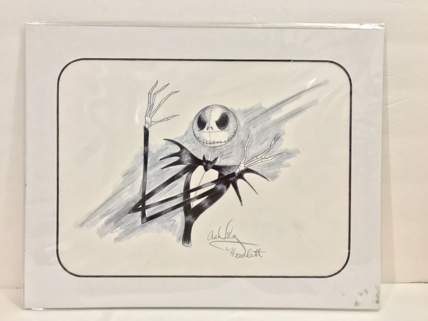Disney Parks Nightmare Before Christmas Jack Artist Signed Sketch Matted Art