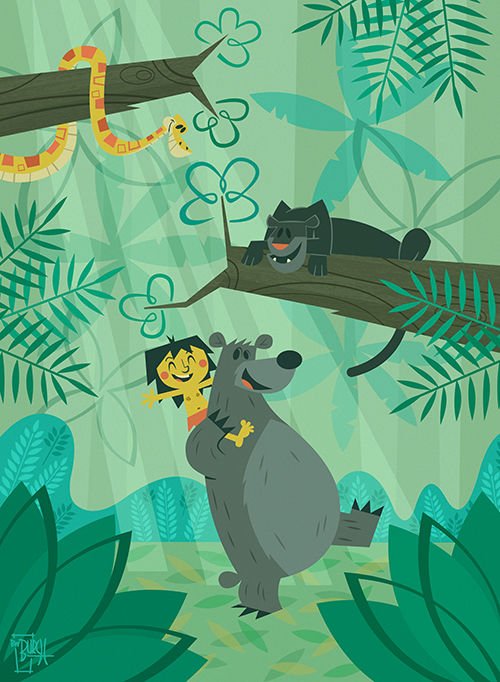 Disney WonderGround JUNGLE BOOK BEAR NECESSITIES Postcard by Ben Burch New