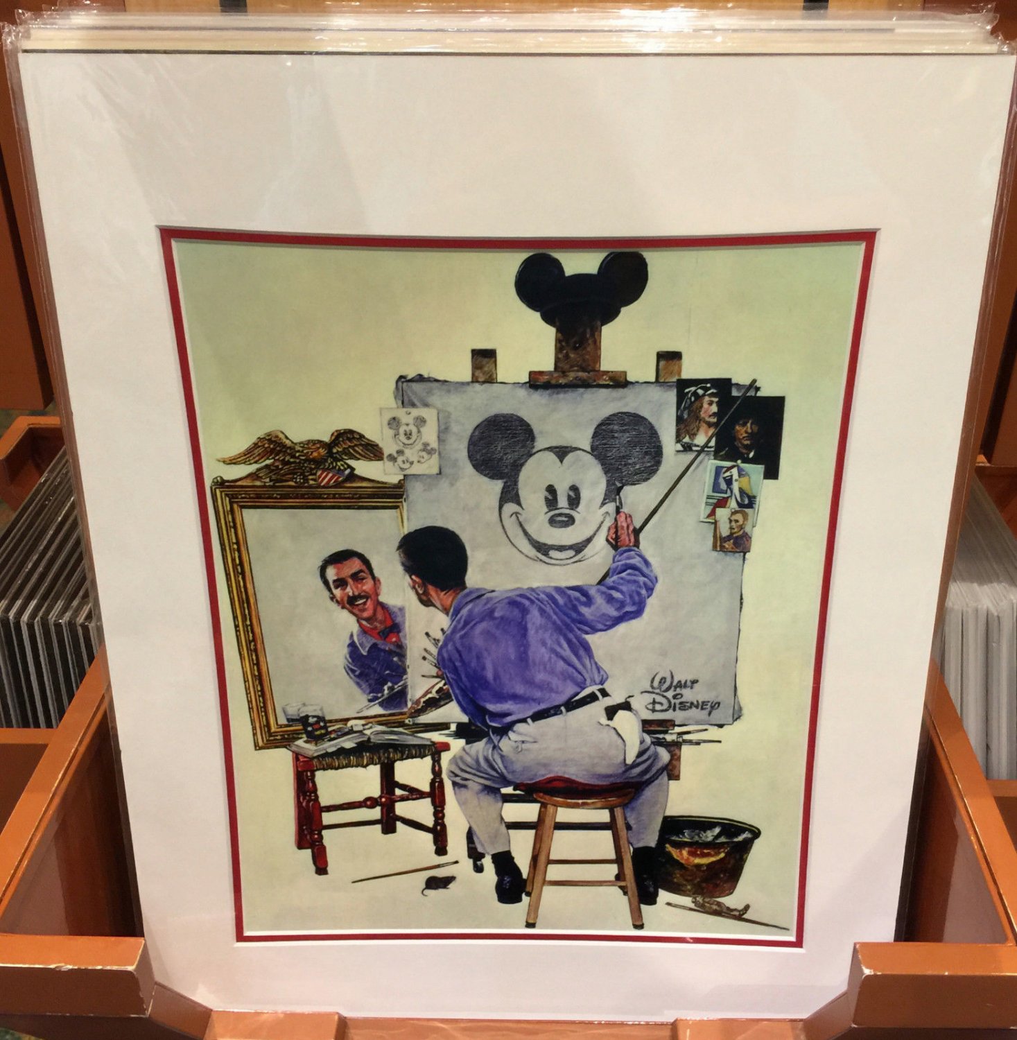 Disney Parks Walt Disney & Mickey Mouse Self Portrait Deluxe Print New