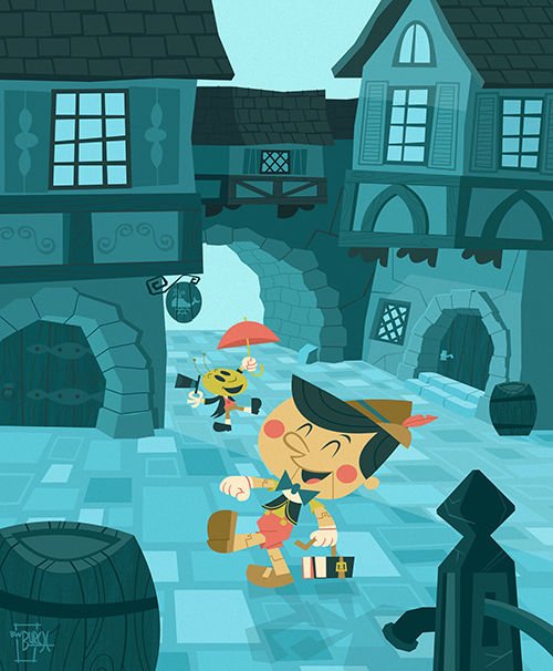 Disney WonderGround PINOCCHIO Postcard by Ben Burch New