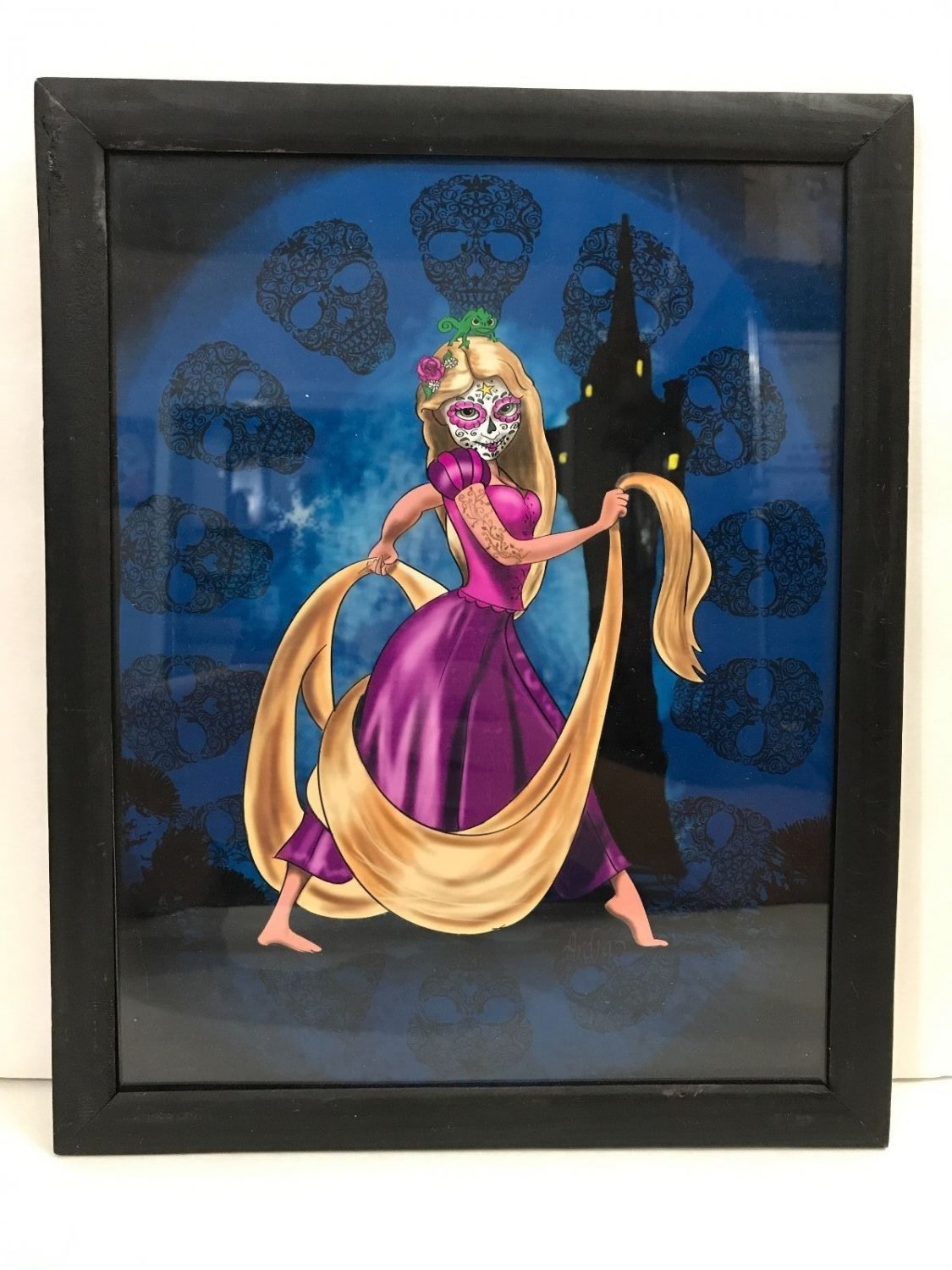 RAPUNZEL MEETS DAY OF THE DEAD RAPUNZEL FRAME PRINT BY Sandra Caravalho NEW