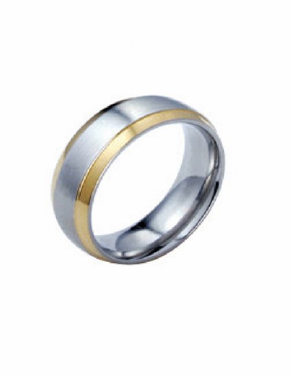 Free shipping--Gold-Plated and Stainless Steel 2-Tone Band Ring