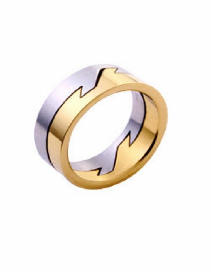 Free shipping--Gold-Plated and Stainless Steel 2-Tone Band Ring.