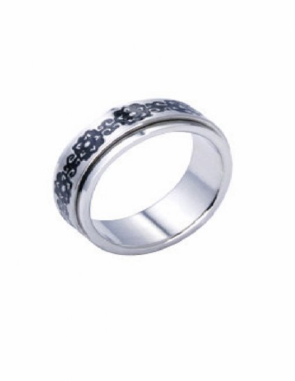 Free shipping--Stainless Steel Laser Cut And Tattoo Spin Ring