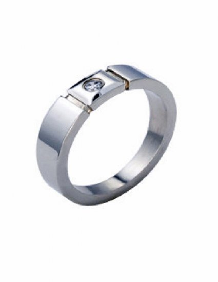 Free shipping--Stainless Steel CZ Band Ring
