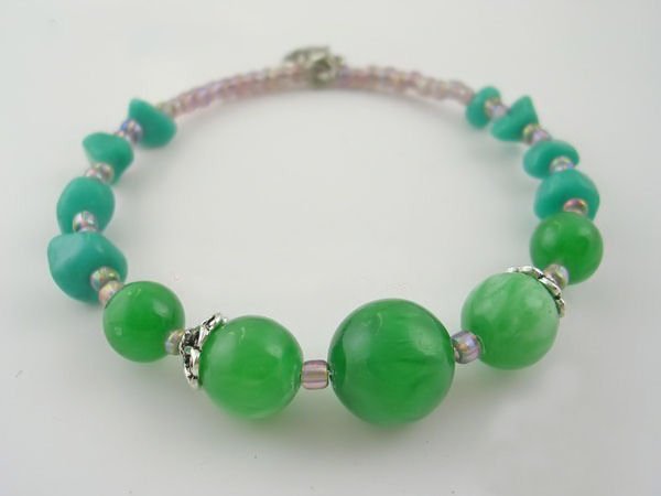 DSCN-8391 Agate Beads, Tibet Silver Bracelet