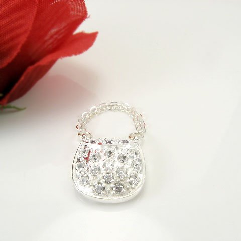 PBK-1001 Silver-Plated Copper, CZ Pendant