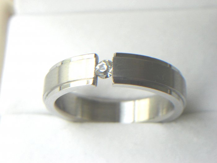 Free shipping--Stainless Steel CZ Wedding Band Ring