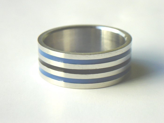 Free shipping--Stainless Steel Three Row Band Ring
