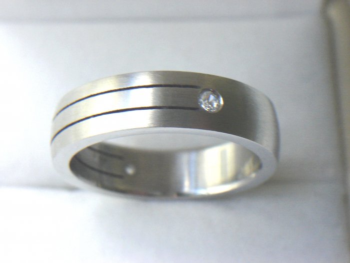 RHD-8037 Stainless Steel CZ Wedding Band Ring