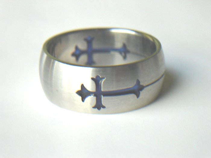 Free shipping--Stainless Steel Laser Cut And Tattoo Ring