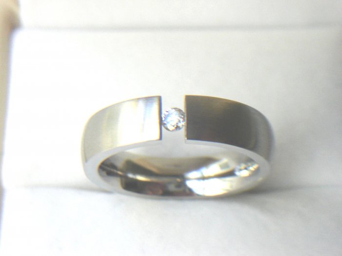 Free shipping--Stainless Steel CZ Band Ring.