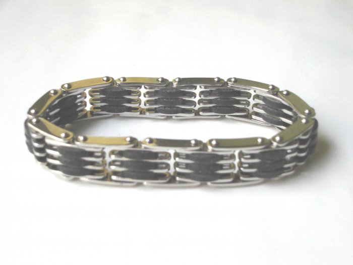 BHY-2043 Stainless Steel And Rubber Stretch Bracelet