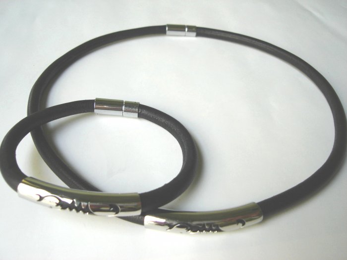 Free shipping--Stainless Steel & Genuine Leather Jewelry set