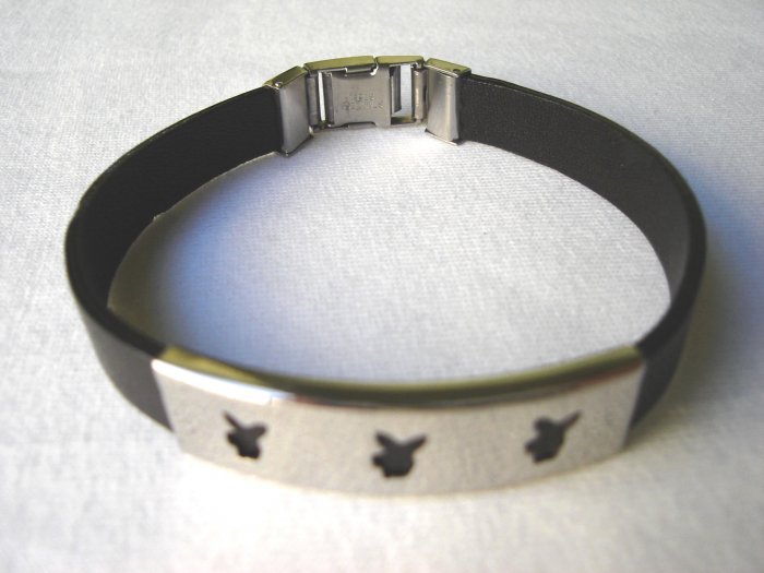 BHY-6010 Stainless Steel And Genuine Leather Bracelet