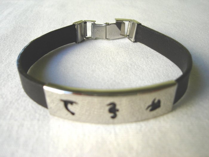 BHY-6006 Stainless Steel and Genuine Leather Bracelet