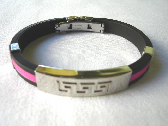 Free shipping--Stainless Steel And Rubber Bracelet