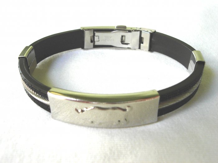 Free shipping--Stainless Steel And Rubber Bracelet