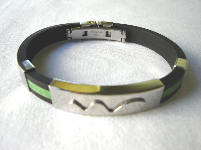 Free shipping--Stainless Steel And Rubber Bracelet